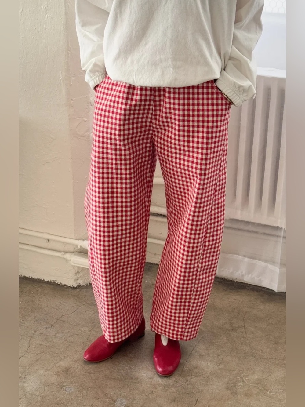 Le Bon Shoppe red gingham arc pants
